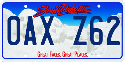 SD license plate 0AXZ62