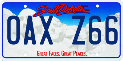 SD license plate 0AXZ66