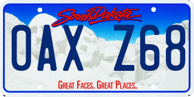 SD license plate 0AXZ68