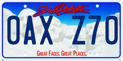 SD license plate 0AXZ70