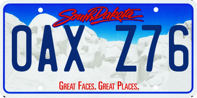 SD license plate 0AXZ76