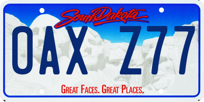 SD license plate 0AXZ77