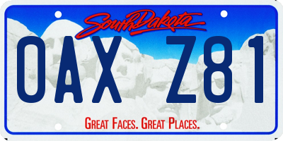 SD license plate 0AXZ81