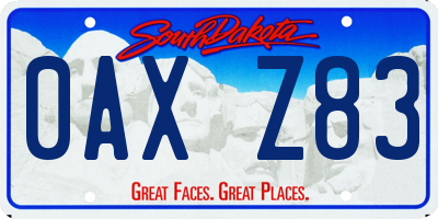 SD license plate 0AXZ83