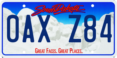 SD license plate 0AXZ84
