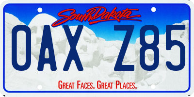 SD license plate 0AXZ85