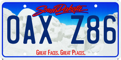 SD license plate 0AXZ86