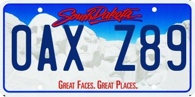 SD license plate 0AXZ89