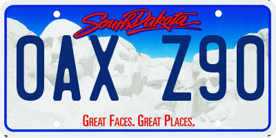 SD license plate 0AXZ90