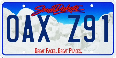 SD license plate 0AXZ91