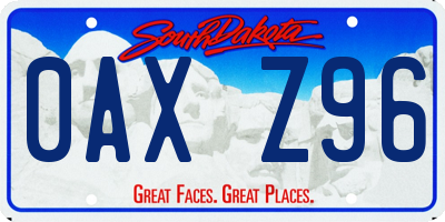 SD license plate 0AXZ96