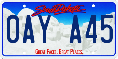 SD license plate 0AYA45