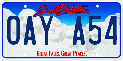 SD license plate 0AYA54