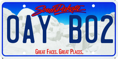 SD license plate 0AYB02