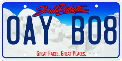 SD license plate 0AYB08