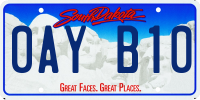 SD license plate 0AYB10