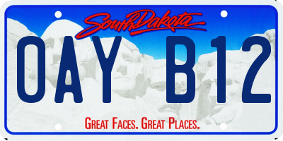SD license plate 0AYB12