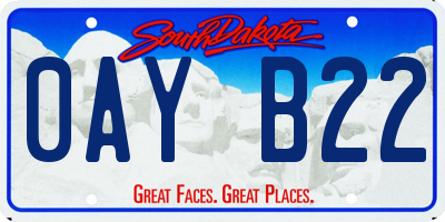 SD license plate 0AYB22