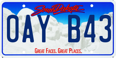 SD license plate 0AYB43