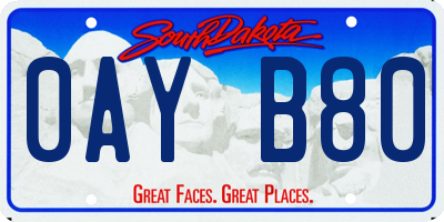 SD license plate 0AYB80
