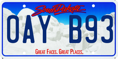 SD license plate 0AYB93