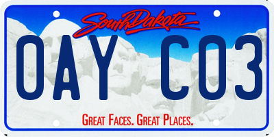 SD license plate 0AYC03