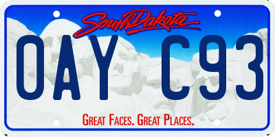 SD license plate 0AYC93