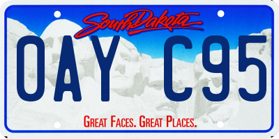 SD license plate 0AYC95