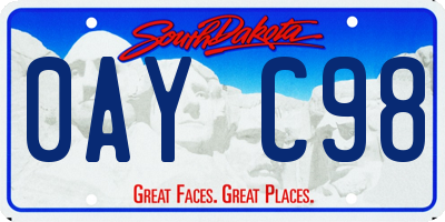 SD license plate 0AYC98