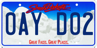 SD license plate 0AYD02