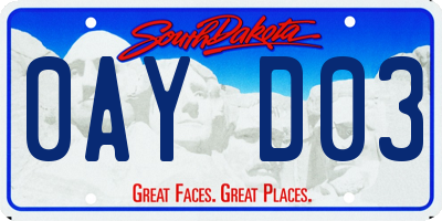 SD license plate 0AYD03