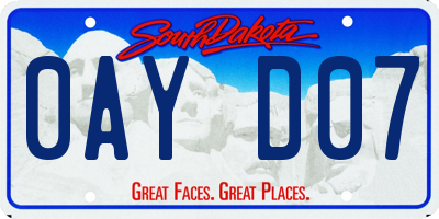 SD license plate 0AYD07