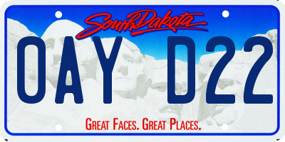 SD license plate 0AYD22