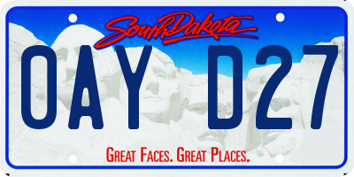 SD license plate 0AYD27