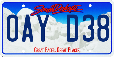 SD license plate 0AYD38
