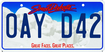 SD license plate 0AYD42