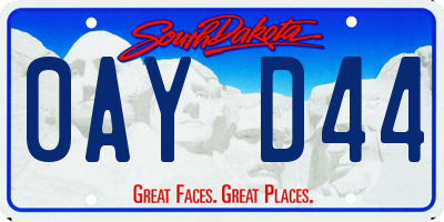 SD license plate 0AYD44