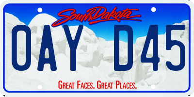 SD license plate 0AYD45