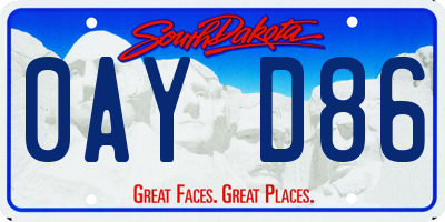 SD license plate 0AYD86