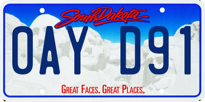 SD license plate 0AYD91
