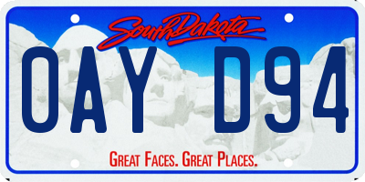 SD license plate 0AYD94