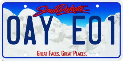 SD license plate 0AYE01