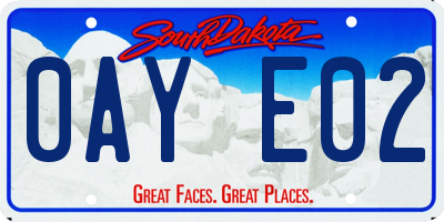 SD license plate 0AYE02
