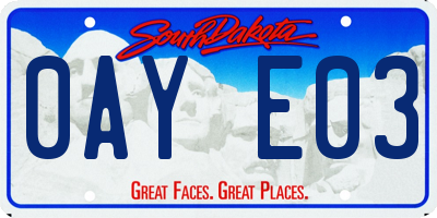 SD license plate 0AYE03