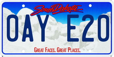 SD license plate 0AYE20