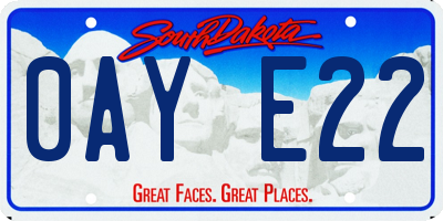 SD license plate 0AYE22
