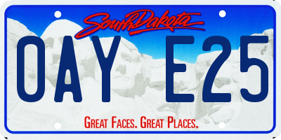 SD license plate 0AYE25