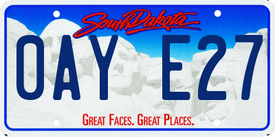 SD license plate 0AYE27