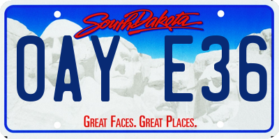 SD license plate 0AYE36