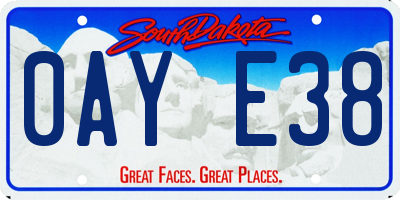 SD license plate 0AYE38